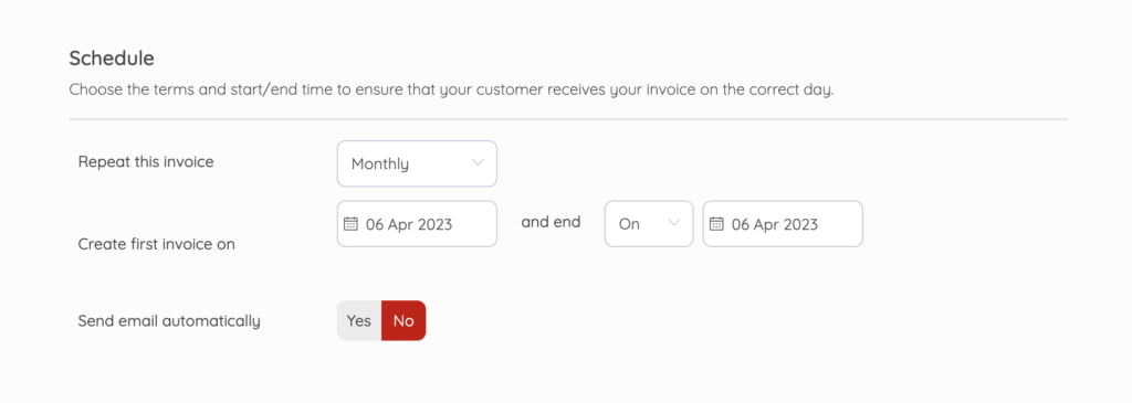 Creating Recurring Invoices: frequency for Recurring Invoices