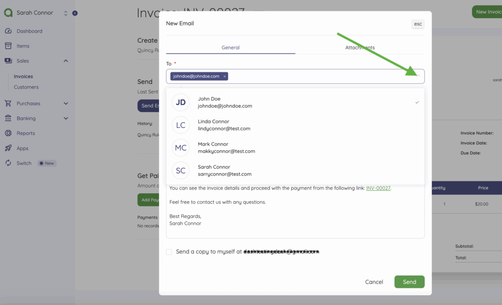 Add Contact Persons Email Addresses
