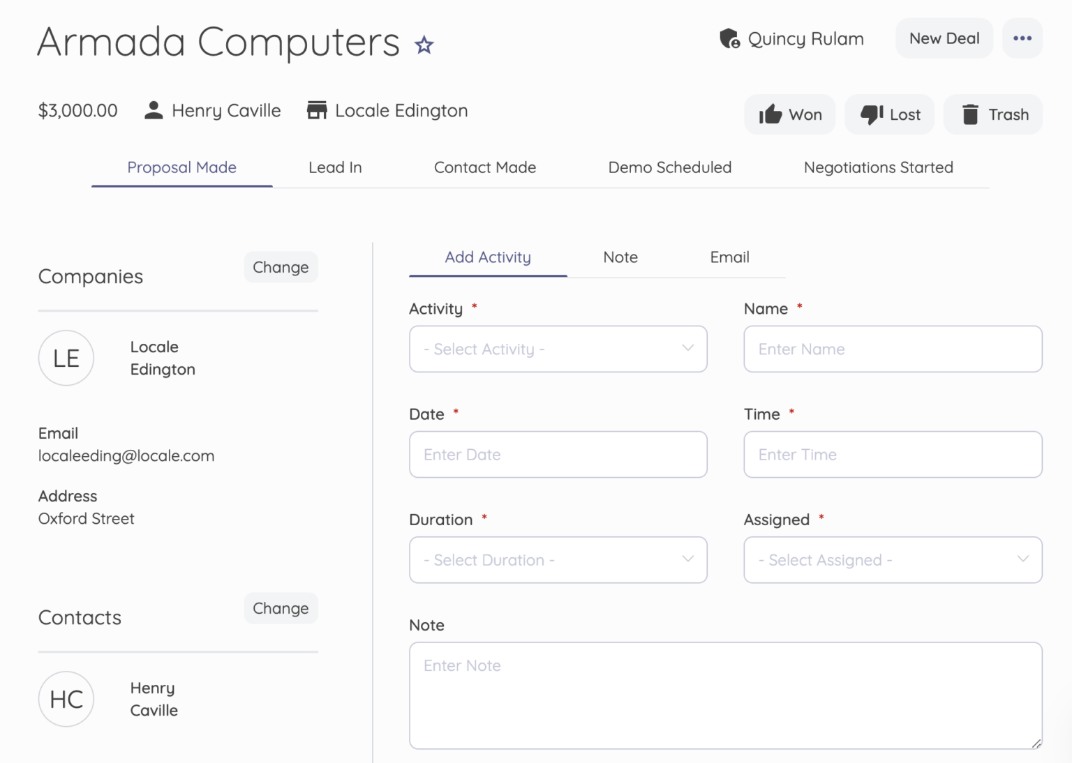 Managing a Deal - Help Center - Akaunting