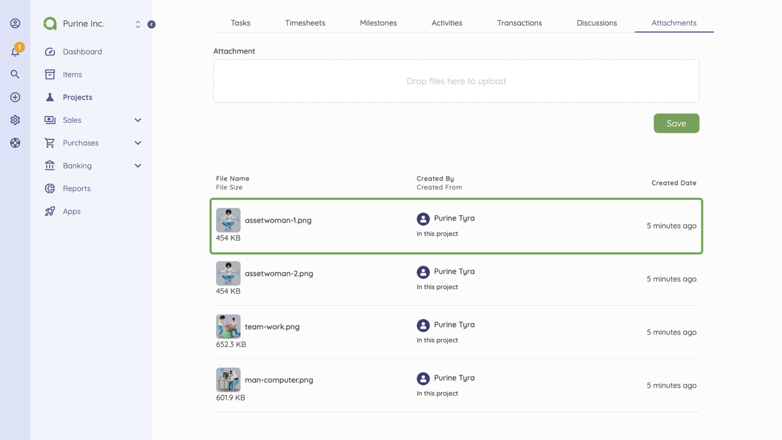 Attaching Files in Projects - Help Center - Akaunting