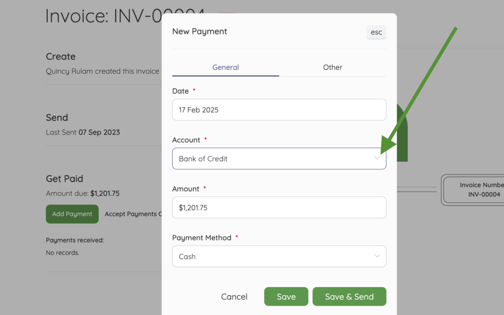 Adding Payment to Accounts